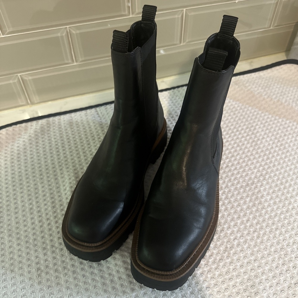 Sam Edelman Women's Laguna Lug-Sole Leather Chelsea Weatherproof Black Boot Sz 8 - Picture 3 of 13